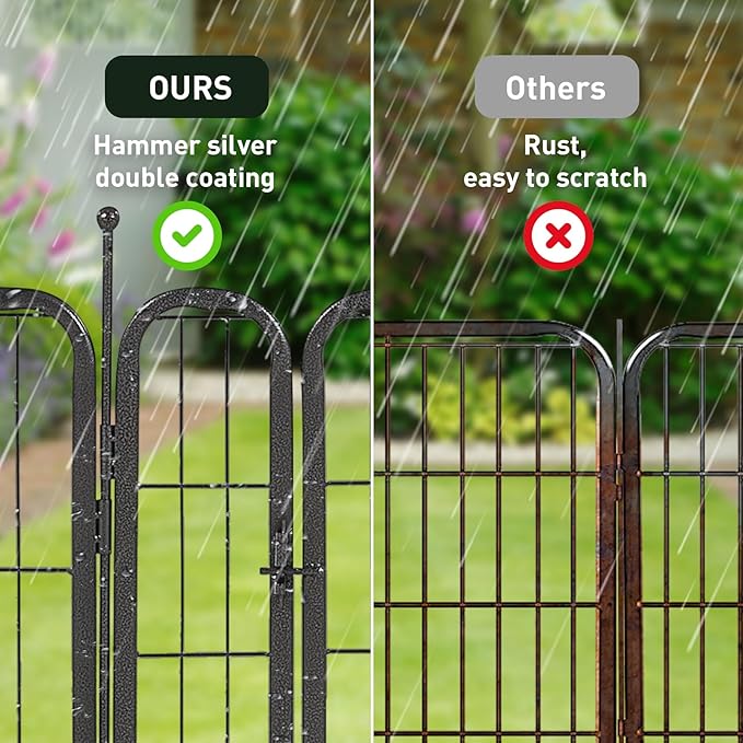 MESTYL Dog Playpen, 16 Panels 40in(H) x36ft(L), Outdoor Garden Metal Fencing with 2 Gates, Animal Barrier for Dog, Garden Edging Border No Dig Temporary Fence for Patio Yard, Black
