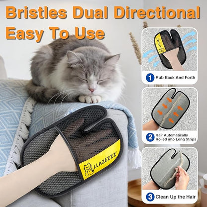 4 PCS Pet Hair Removal Glove for Dogs & Cats, Five-Finger Electrostatic Reusable Pet Hair Glove, Magic Brush Pet Hair Remover Tool for Clothing, Couch, Carpet, Car Seat