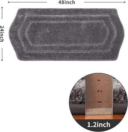 COSY HOMEER Extra Thick Bath Linen Sets Rugs for Bathroom - Anti-Slip Bath Mats Soft Plush 100% Strong Polyester Living Room Bedroom Water Absorbent(Grey,24x48 - Inches)