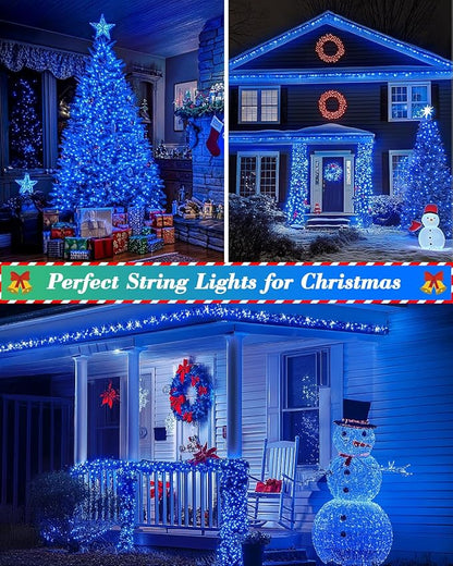 355FT 900 LED Christmas Lights, Extra Long Outdoor String Lights Waterproof, Timer & Memory, 8 Modes Dimmable Plug in Fairy Lights for Outside Tree Wedding Patry Holiday Decorations, Blue