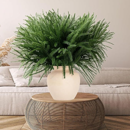 Christmas Decor Norfolk Pine Stems, 12 Pcs Artificial Pine Branches, Realistic Faux Greenery Stems, 19-Inch Pine Picks for Christmas Decorations, DIY Crafts, Wedding & Home Accents (No vase)
