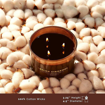 Cinnamon Scented Candle - 100% Natural Soy Wax - Large 3 Wick Jar Candle - Up to 40 Hours Burning Time - Aromatherapy Candles for Home - Housewarming Gift for Men and Women