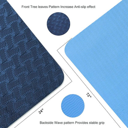 Yoga Mat 1/3 inch QMKGEC Exercise Mats 8mm TPE Non-Slip Extra Thick High-Density Eco Friendly for Yoga Workout Pilates Yoga Mats for Women Men