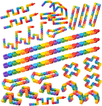 30pcs Rainbow Party Favors , Bulk Wacky Track Fidgets Toys Snap and Click ,Goodie Bag ,Prizes,Back to School Birthday Students Classroom Fidgets Stocking Stuffers Gift for Kid Teen