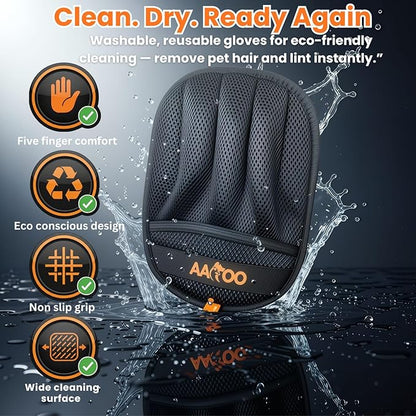 2pcs Pet Hair Removal Glove for Cats & Dogs – Reusable Magic Brush – Five-Finger Electrostatic Pet Hair Remover Glove for Laundry, Couch, Carpet & Car Seat