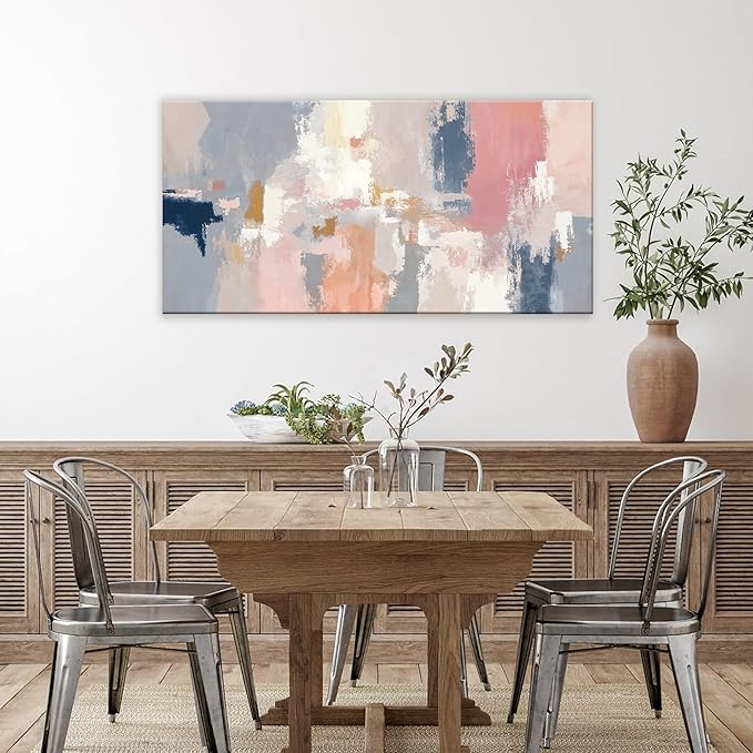 Abstract Pink And Gray Wall Art Decor Modern Artwork Decorations Canvas Prints Pictures Minimalist Wall Art For Bedroom Living Room Kitchen Bathroom 24x48 Inch Home Wall Decor