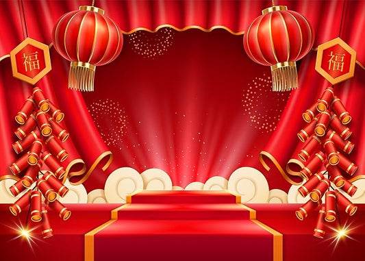 Lunar New Year Backdrop 20x10ft Happy Vietnamese Chinese New Year Backgrounds Festivals Party Decorations Banner Photo Booth Props