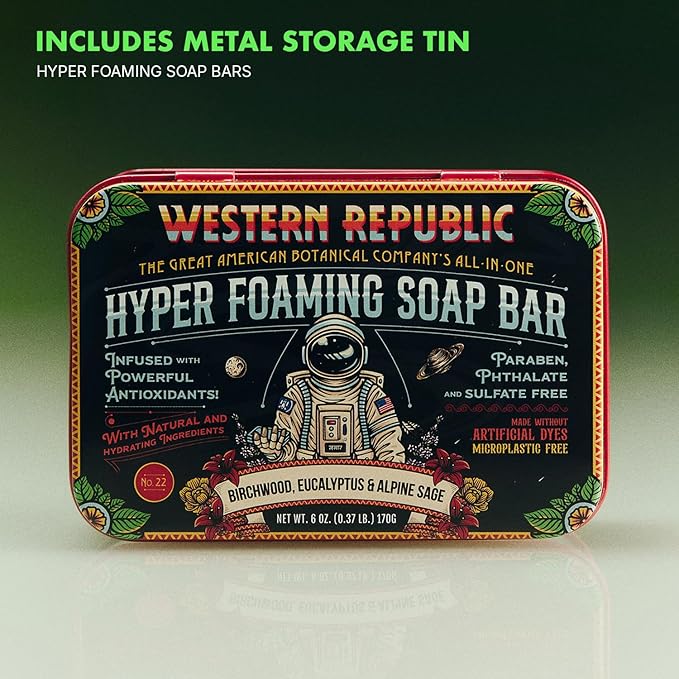 Hyper Foaming Soap Bar | Birchwood, Eucalyptus & Alpine Sage | Ultra-Lathering Bar Soap for Men with Hydrating & Anti-Aging Ingredients (2 Pack) | Made in USA