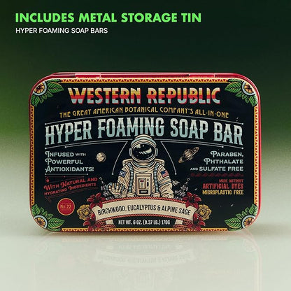 Hyper Foaming Soap Bar | Birchwood, Eucalyptus & Alpine Sage | Ultra-Lathering Bar Soap for Men with Hydrating & Anti-Aging Ingredients (2 Pack) | Made in USA