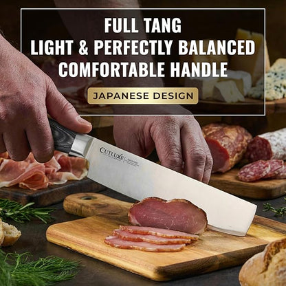 Cutluxe Nakiri Knife – Ultra Sharp 7" Vegetable Japanese Knife for Chopping, High Carbon Stainless Steel Blade, Full Tang Pakkawood Handle – Shinobi Series