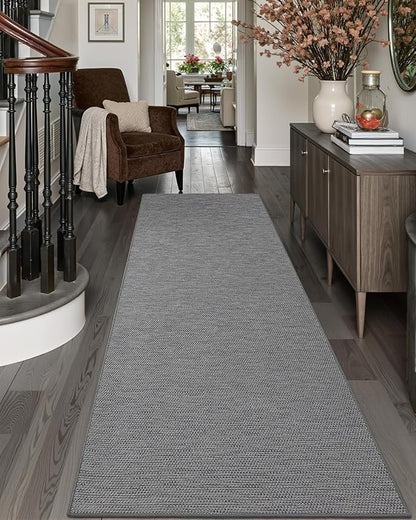 DEXI Hallway Runner Rug 2x6, Non Slip Rubber Backed Runners Carpet, Ultra Thin Entryway Rugs Indoor for Kitchen Hallway Entrance Bedroom, Grey