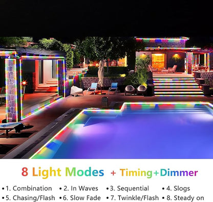 KNONEW 328FT 1000LED Rope Lights for Outside,Outdoor String Lights Waterproof 8 Modes Clear Tube Light for Indoor,Bedroom,Wedding,Garden,Patio,Christmas,Tree,Rv,Holiday Decoration(Multicolor)