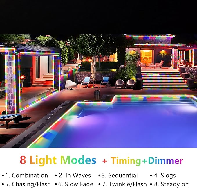 KNONEW 164FT 500LED Rope Lights for Outside,Outdoor String Lights Waterproof 8 Modes Clear Tube Light for Indoor,Bedroom,Wedding,Garden,Patio,Christmas,Tree,Rv,Holiday Decoration(Multicolor)