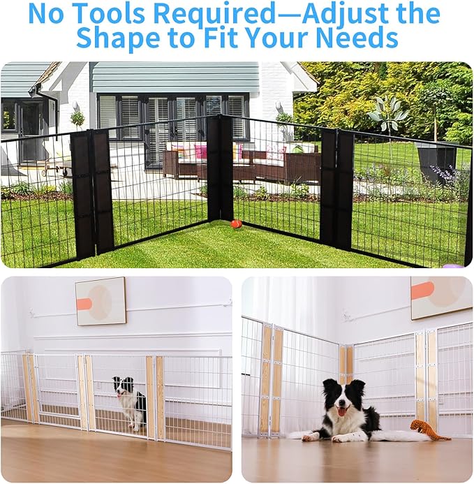 Heavy Duty Dog Playpen 32 Inch Height - Indoor Outdoor Pet Fence Enclosure for Medium and Small Dogs - Foldable Puppy Exercise Pen for Indoor and RV Camping or Yard (1 Panel, 32" H (White))