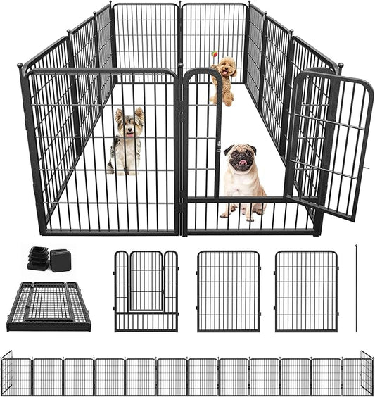 Dog Playpen 32 inch 10 Panels Portable Pet Fence Outdoor for Yard Indoor Dog Pen for Medium/Small Animals, Large Pet Puppy Playpen Heavy Duty Pet Fence for RV Camping, Yard