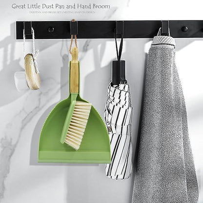 Dust Pan and Brush - Hand Broom Dustpan Set, Broom with Dustpan Como Set, Dustpan and Brush Set for Pet, Car, Dorm, Comping (Green)