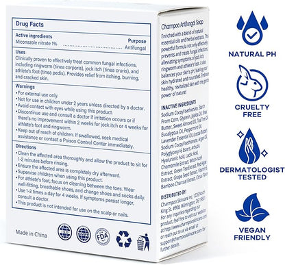 Antifungal Soap with Tea Tree Oil: 2 Medicated Bars for Athletes Foot Ringworm Jock Itch & Skin Fungus Itch Odor Relief & Moisturizing Skin Care for Face Body Wash Daily Use for Women Men 9OZ