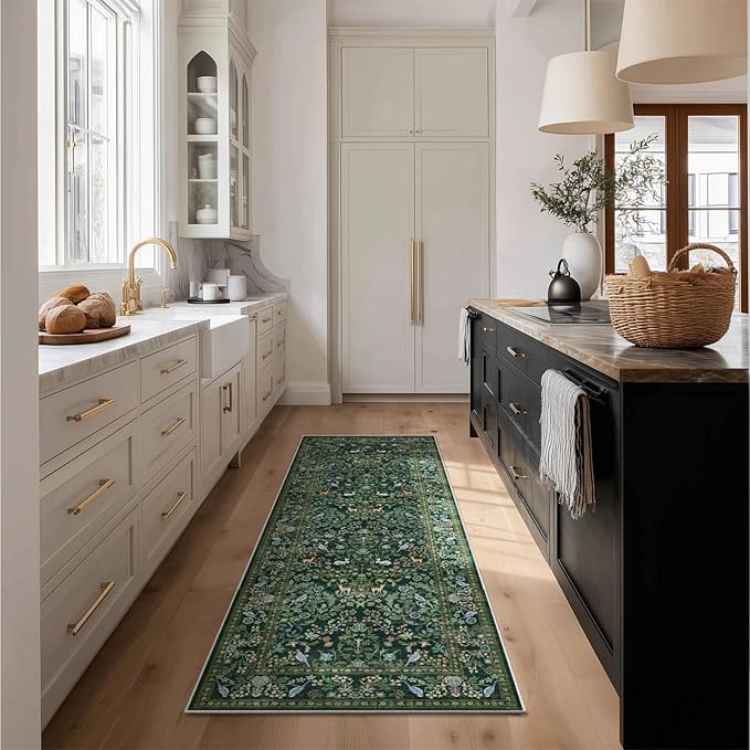 Washable Runners for Hallways Kitchen Rugs: 2'x6' Runner Rug Stain Resistant Non Slip Low Pile Soft Carpet Runners for Hallways Bedroom Kitchen Entryway Indoor Living Room Farmhouse