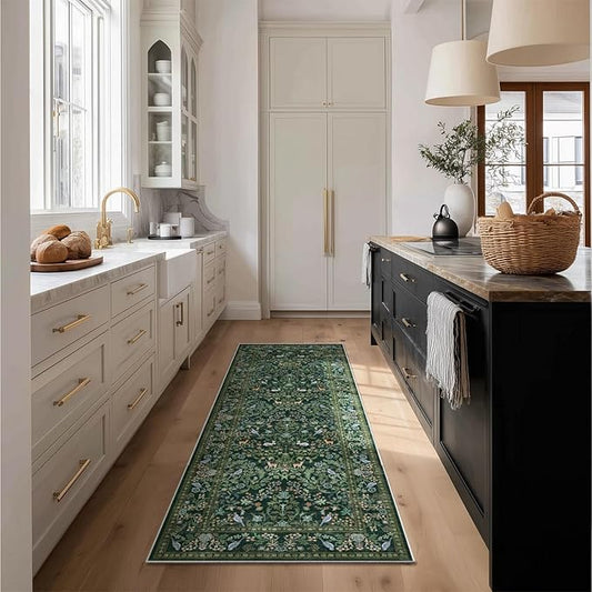 Washable Runners for Hallways Kitchen Rugs: 2'x6' Runner Rug Stain Resistant Non Slip Low Pile Soft Carpet Runners for Hallways Bedroom Kitchen Entryway Indoor Living Room Farmhouse