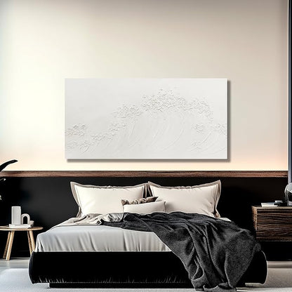 Yuaxker Ocean Wall Art White Abstract Wave Wall Decor Wall Hanging Decor Artwork for Living Room Bedroom Dining Room Office Home Decor 20x40 Inch