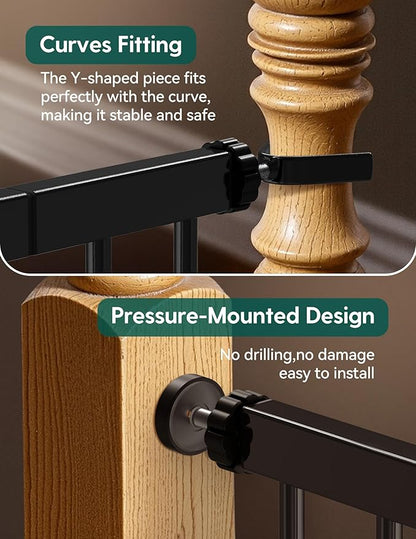 Babelio Baby Gate for Doorways and Stairs, 26-40" Auto Close Dog Gate, PressGuard C5, Easy-Install Pressure Mounted Satey Door, No Drilling Safety Gate for Child and Pets, Black
