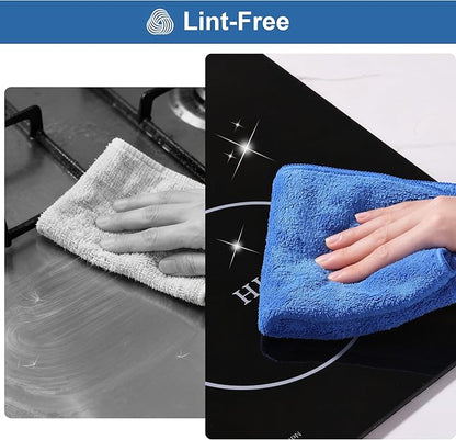 JOYMOOP Microfiber Cleaning Cloths 18 Packs, 11.8" x 11.8" Blue Reusable Kitchen Towels, Lint-Free Cleaning Rags, Super Absorbent Cleaning Cloths for Kitchen, Car, and Household Cleaning