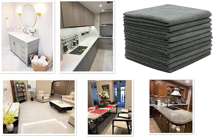 Microfiber Dish Cloths Ultra Absorbent Kitchen Dish Rags for Washing Dishes Fast Drying Cleaning Cloth 12InchX12Inch 10 Pack Gray