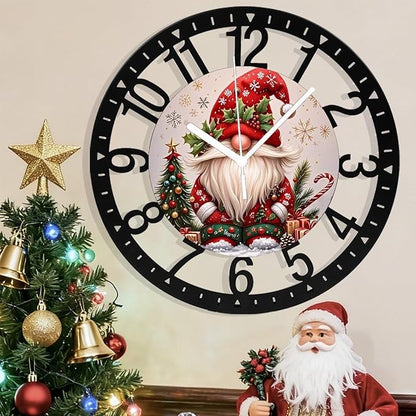 Wall Clock 10 Inch Silent Non-Ticking Modern Clocks Battery Operated - Analog Small Classic for Office, Home, Living Room,Bathroom, Kitchen, Bedroom, School,Snowman Clock