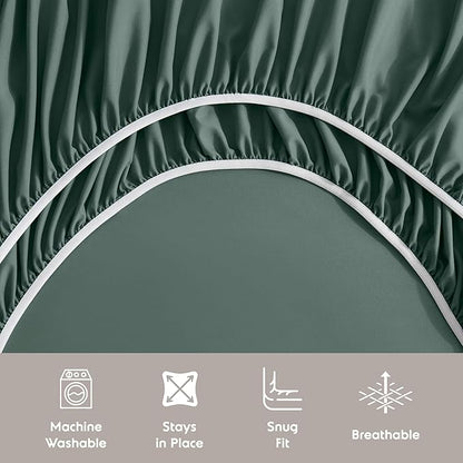 Nestl Full XL Sheet Set - Luxury 1800 Ultra-Soft Microfiber Full Extra Long Bed Sheets - Double Brushed - Deep Pockets - Easy Fit - 4 Piece Set - Bedding Sheets & Pillowcases (Full XL, Forest Green)
