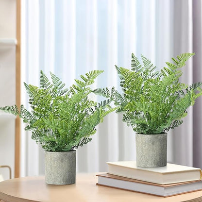 2 Pack Small Fake Plants Potted Artificial Plants Indoor for Home Decor Office Room Farmhouse Indoor Table Bathroom Decor