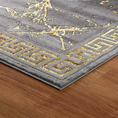 GLORY RUGS Area Rugs Marble 8x10 Grey Gold Carpet Modern Abstract Rug Living Room Dining Bedroom Rug
