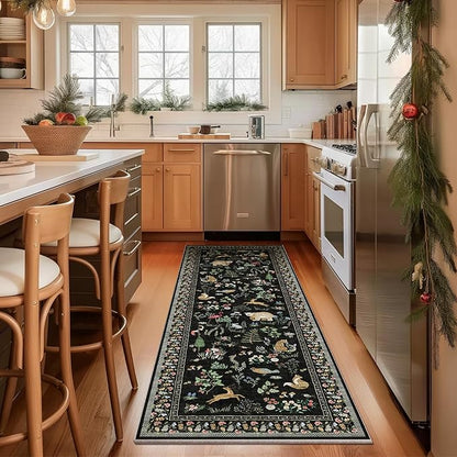 Machine Washable Kitchen Runner Rugs: 2'6"x8' Hallway Runner Stain Resistant Non Slip Low Pile Soft Carpet Runners for Hallways Indoor Entryway Kitchen Living Room Bedroom Bathroom Farmhouse