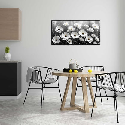 Black and White Flower Canvas Wall Art With Black Wood Frames Large Modern Canvas Prints Framed Wall Art for Living Room Bedroom Home Office Size 20x40