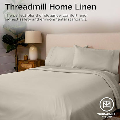 Threadmill Luxury Full Size Sheets for Full Size Mattress, 1000 Thread Count Supima Cotton Sheets for Full Mattress, 5-Star Hotel Quality 4 Piece Bed Sheets with Extra Deep Pocket, Taupe