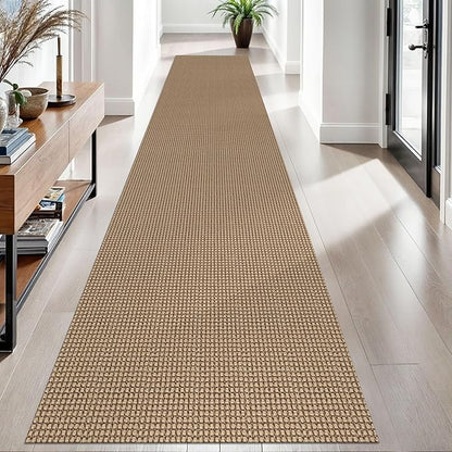 EARTHALL Woven Runner Rug 2.6x12 Ft Washable Runners for Hallways Extra Long Cotton Non Slip Rubber Backed Kitchen Runner Braided Indoor Floor Carpet for Entryway, Hall, Kitchen, Orange/Tan/Brown