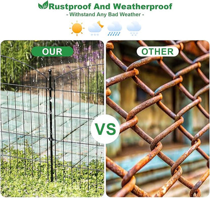 24 in(H) x20 Ft(L) No Dig Heavy Duty Metal Fence - 10 Panels Thick Rust-Resistant Decorative Fence Posts for Yard Security, Garden, Lawn, Farm and Poultry (Black)