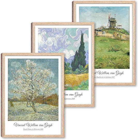 Framed Vincent Van Gogh Canvas Wall Art, Vintage Landscape Paintings, Framed High Fashion Artwork Poster Prints, Minimalist Classic Wall Decor for Living Room, Bedroom, Bathroom Office