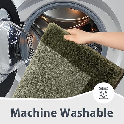 Bathroom Rugs 24" x 36", Non-Slip Extra Soft Absorbent Bath Rugs, Machine Washable Quick Dry Bath Mats for Bathroom Floor, Shower, Bathtub and Sink, Olive Green & Green