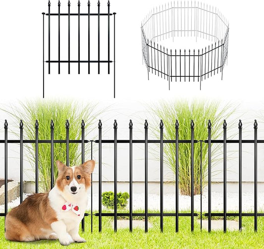 ARIFARO Decorative Metal Garden Fence 24" high x 24" Wide 5 Pack, Animal Barrier for Dog Pet,Border Garden Fencing for Outdoor Patio Lawn Yard Flower Bed