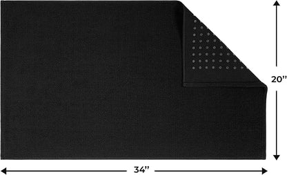 Cotton Paradise 100% Cotton Non Slip Bath Mats for Bathroom, 20x34 inch Soft Absorbent Quick Dry Machine Washable Floor Bath Mat, Black Bath Rug