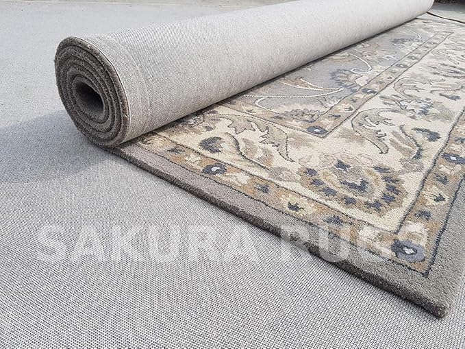 Turkish Oushak – Classic Handcrafted Carpet with Vintage Pattern, Ideal for Bedroom, Living Room & Elegant Décor(Grey, 10' x 14')