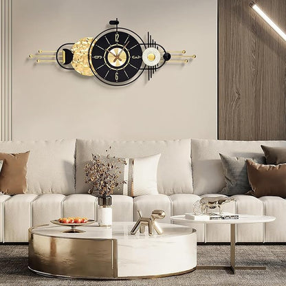 47x19 Inches Large Modern Decorative Wall Clock, Abstract Non-Ticking Battery Operated Analog Clocks for Living Room, Bedroom, Home & Office - Easy to Read