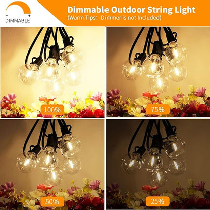 Svater Outdoor String Lights Waterproof 100 FT, LED Patio Lights Outside with 52 Shatterproof G40 Bulbs, Dimmable Hanging Globe Lighting for Bistro Backyard Cafe Market Porch, Warm White 2700K