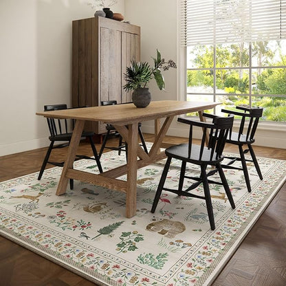 8x10 Area Rugs for Living Room: Washable Bedroom Rug Boho Stain Resistant Non Slip Low Pile Soft Lightweight Carpet for Kitchen Dining Room Farmhouse Nursery Kids Room Home Office Indoor