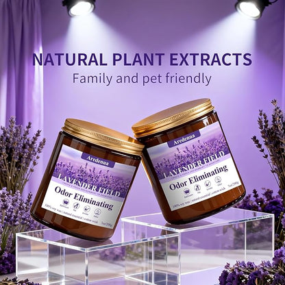 Lavender Odor Eliminating Candles | Eliminates 95% of Pet, Smoke & Bathroom Odors – 7oz Hand Poured Soy Candle - Aromatherapy Stress Relief Scented Candles - Relaxing Gifts for Calm & Fresh Homes