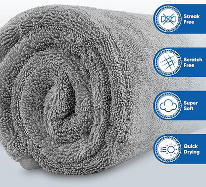 HOMEXCEL Car Drying Towel (36"x 24"), 1200GSM Ultra Absorbent Car Cleaning Cloth, Streak-Free Microfiber Drying Towel, Great for Cars, Trucks, SUVs, RVs, Motorcycles Grey