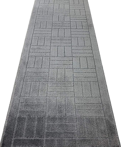 12 FT Long Non Slip Washable Runner Rug – 26" x 12' Custom Size Carpet Runner with Rubber Backing, Hallway Kitchen Bedroom Bathroom Laundry Room Floor Mat, Anthracite Grey