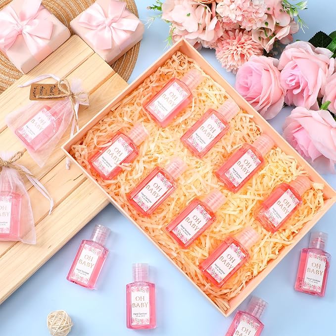 Frienda 24 Sets Baby Shower Hand Sanitizer Gift Set Travel Size Hand Sanitizers Gift Bulk Mini Sanitizer for Wedding Thank You Gifts for Guests