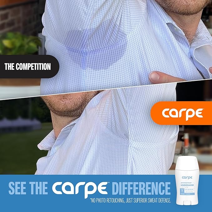 Carpe Deodorant and Antiperspirant for Women and Men, Clinical strength with Fresh Powder scent, Combat excessive sweating, Great for hyperhidrosis (Pack of 2)