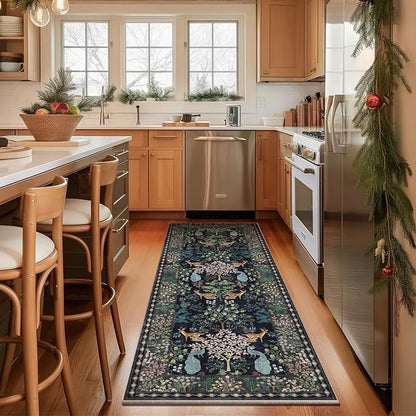 Washable Runners for Hallways Kitchen Rug: 2'6"x8' Runner Rug Stain Resistant Non Slip Low Pile Soft Carpet Runner Rug for Entryway Bedroom Beside Bathroom Laundry Room
